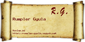 Rumpler Gyula névjegykártya